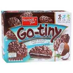 Печенье Sweet Plus Go-Tiny бисквитное со вкусом шоколада с молочным кремом и кокосом в какао-молочной глазури, 130 г