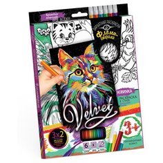 Danko Toys Бархатная раскраска фломастерами "Velvet" Кошечка 2
