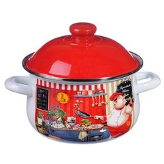 Кастрюля Vetta Повар 5 л, белый/красный