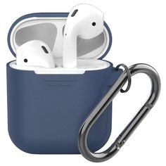 Чехол Deppa для AirPods с карабином blue