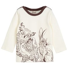 Лонгслив ЁМАЁ размер 68, экрю/коричневый