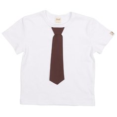 Футболка ЁМАЁ размер 116, белый/шоколадный