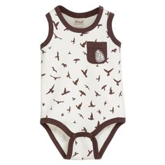 Боди ЁМАЁ размер 74, коричневые птички на экрю