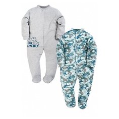 Комбинезон Веселый Малыш размер 68, серый / голубой