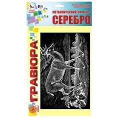 Гравюра Ракета Олень (Р148) серебристая основа