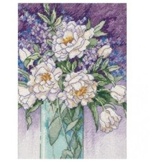 Dimensions Набор для вышивания крестиком White Peonies (Белые пионы) 13 х 18 см (65074)