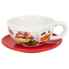 Polystar collection Кружка суповая с блюдцем "Джем" 13 см (подарочная упаковка)