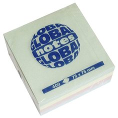 Global Notes блок-кубик с липким слоем 75х75 мм, 400 листов (382098/382001) зеленый/желтый/розовый/голубой