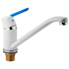 Смеситель для кухни (мойки) AquaKratos АК6173 однорычажный двухцветный белый