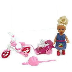 Кукла Tongde с велосипедом и собачкой, K080179