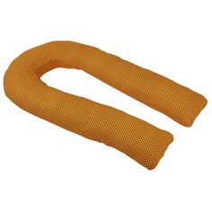 Подушка Body Pillow для беременных U холлофайбер, с наволочкой из хлопка желтый в черный горох