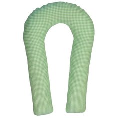 Подушка Body Pillow для беременных U холлофайбер, с наволочкой из хлопка белый/салатовый