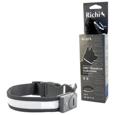 Ошейник Richi Led лента, нейлоновый S 32-34 см черный