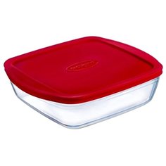 Форма для запекания стеклянная Pyrex 211 (20х17х6 см) прозрачный/красный