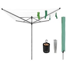 Сушилка для белья Brabantia уличная Lift-O-Matic 50 м с чехлом, мешком для прищепок, прищепками серебро