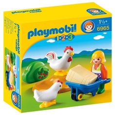 Набор с элементами конструктора Playmobil 1-2-3 6965 Жена фермера с курочками
