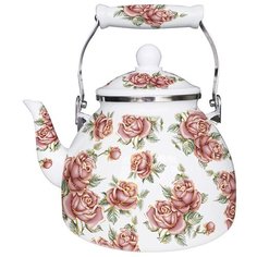 Metalloni Чайник Корейская роза 5 л белый/розовый