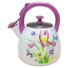 Metalloni Чайник со свистком Ирис 3 л белый/фиолетовый