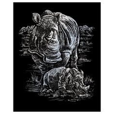 Гравюра Royal & Langnickel Носорог и малыш (SILF21) серебристая основа