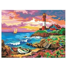 Рыжий кот Картина по номерам "Маяк на море" 30х40 см (Х-0412)