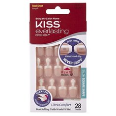 Накладные ногти KISS Everlasting French Real Short Length с клеем String Of Pearls 28 шт.
