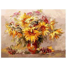 Белоснежка Картина по номерам "Подсолнухи и калина" 30х40 см (258-AS)