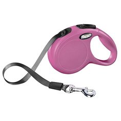 Поводок-рулетка для собак Flexi New Classic XS ленточный розовый 3 м