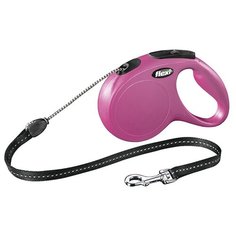 Поводок-рулетка для собак Flexi New Classic M тросовый розовый 5 м