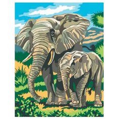 Цветной Картина по номерам "Слоненок с мамой" 30х40 см (EX5014)