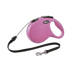 Поводок-рулетка для собак Flexi New Classic S тросовый розовый 8 м