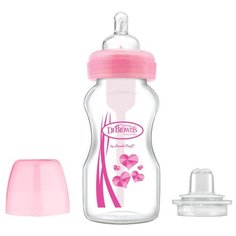 Dr. Browns Бутылочка-поильник 2 в 1 с широким горлом, 270 мл с 6 мес., розовый