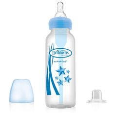 Dr. Browns Бутылочка-поильник 2 в 1 с узким горлом, 250 мл с 6 мес., голубой