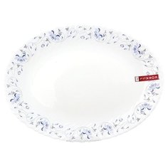 Коралл Блюдо овальное Синяя вуаль 35 см белый/голубой