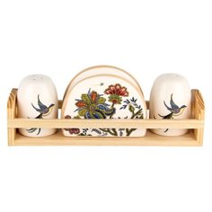 Коралл Набор для соли, перца и салфеток Bright Ornamental крем