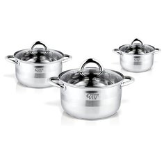 Набор кастрюль Коралл GS-01034-6PC-2 6 пр. металлик