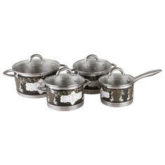 Набор посуды Pomi dOro Fiore PSS-640034 8 пр. серебристый/черный