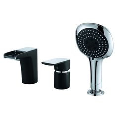 Смеситель для ванны с душем D&K DA143421x однорычажный встраиваемый лейка в комплекте двухцветный черный/хром DK