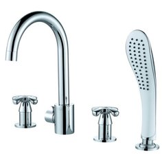 Смеситель для ванны с душем D&K DA1414901 двухрычажный встраиваемый лейка в комплекте хром DK