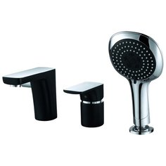 Смеситель для ванны с душем D&K DA143491x однорычажный встраиваемый лейка в комплекте двухцветный черный/хром DK