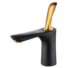 Смеситель для раковины (умывальника) D&K DA103215x (двухцветный) однорычажный двухцветный черный/золото DK