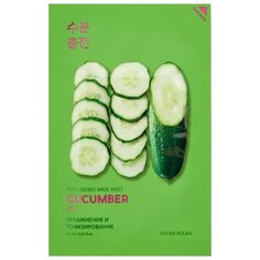 Holika Holika успокаивающая тканевая маска Pure essence mask sheet cucumber, огурец, 27 г, 20 мл