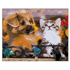 Рыжий кот Картина по номерам "Пушистые друзья" 40х50 см (Q659)
