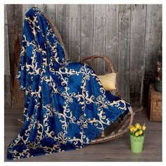 Плед Традиция Амели Анталия облегченный, 180 x 200 см синий/бежевый