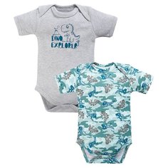 Боди Веселый Малыш размер 74, серый/зеленый