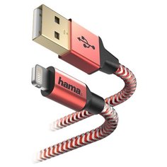 Кабель HAMA USB - Apple Lightning Reflective 1.5 м красный