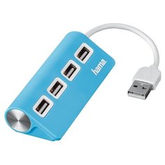 USB-концентратор HAMA Hub (00012177/8/9), разъемов: 4, голубой