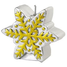 Свеча Феникс Present новогодняя Снежинка (78314 / 78315 / 78316) серебряная