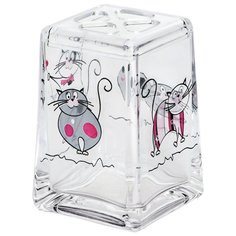 Стакан для зубных щеток Tatkraft Acryl Funny Cats 12967 прозрачный с котами