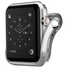 Чехол INTERSTEP Спортивный, силикон для Apple Watch 38mm серебро