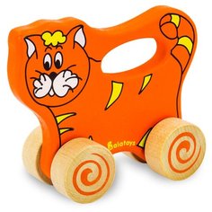 Каталка-игрушка Alatoys Котик (ККТ01) красный/желтый